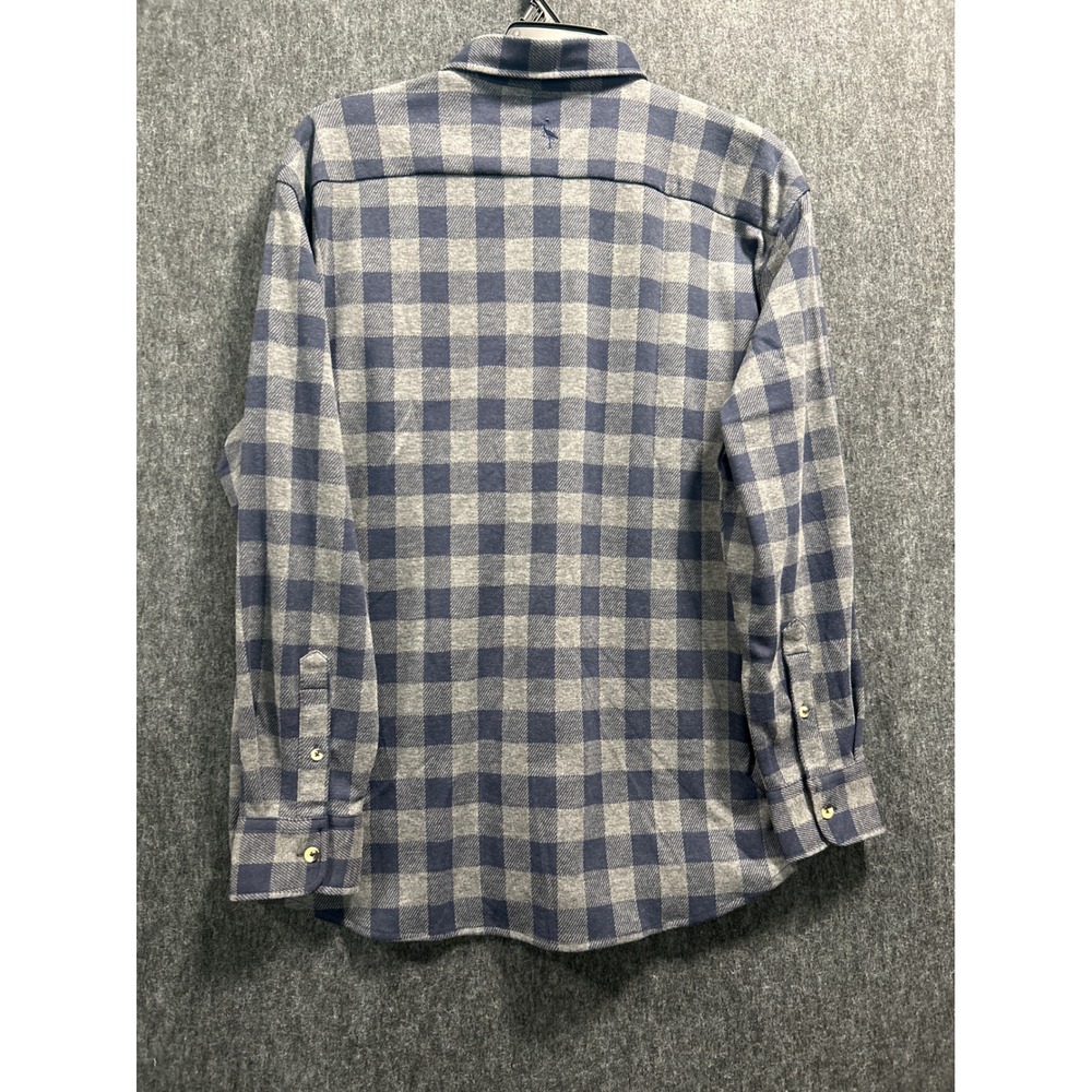 Tailorbyrd Button Down Shirt Mens Large Blue Grey New Plaid Sweater Knit Stretch - Picture 2 of 10